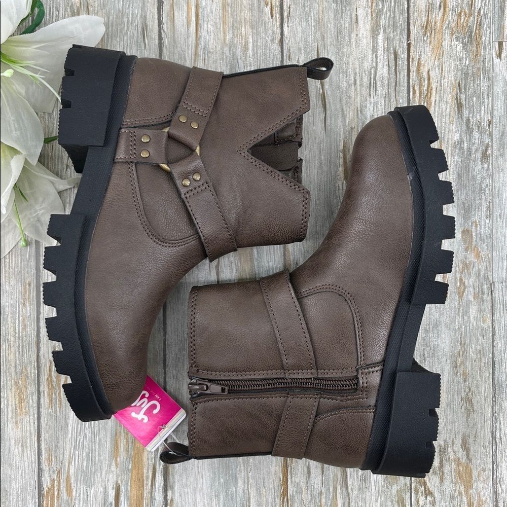 Justice Girls Moto Ankle Boots Shoes Size 3